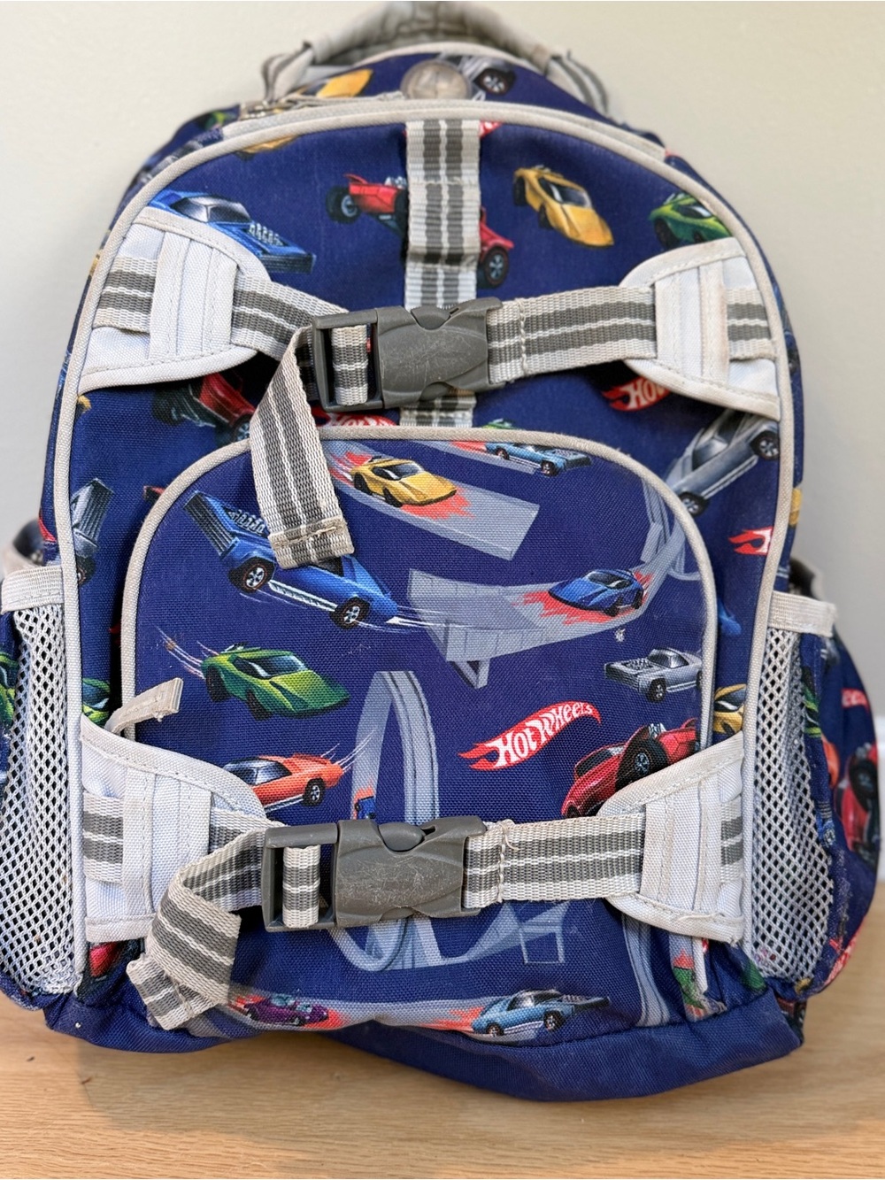 Kids Blue Car Print Backpack
